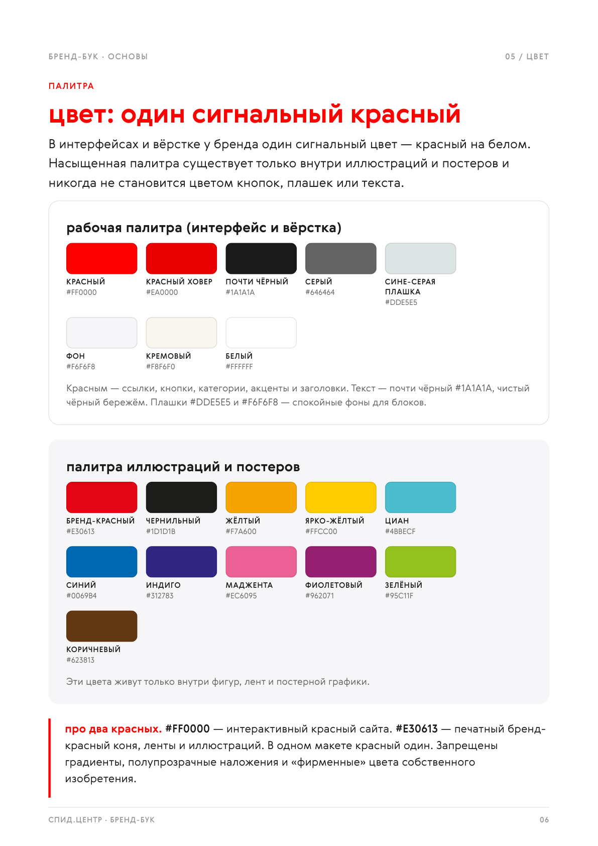 Brand colour palette: working and illustrative